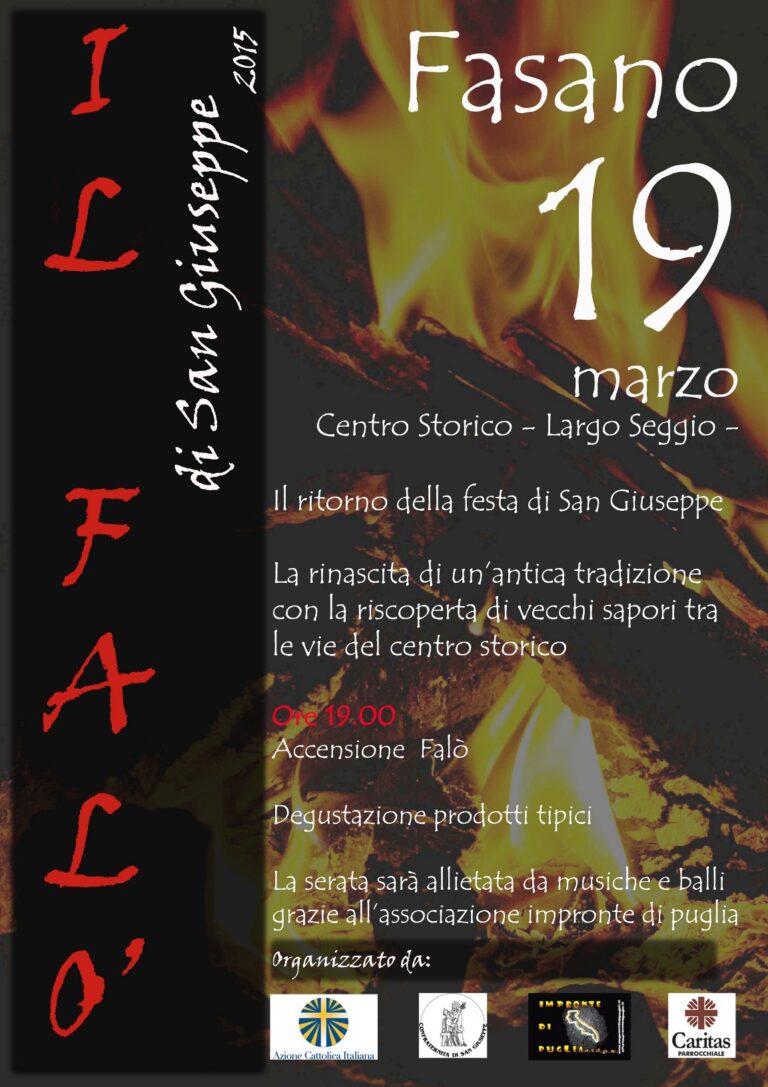 Nel centro storico di Fasano falò di S. Giuseppe con l'Azione Cattolica - Osservatorio Fasano