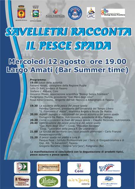 Il pesca spada raccontato in un convegno a Savelletri Il pesca spada raccontato in un convegno a Savelletri - Osservatorio Fasano