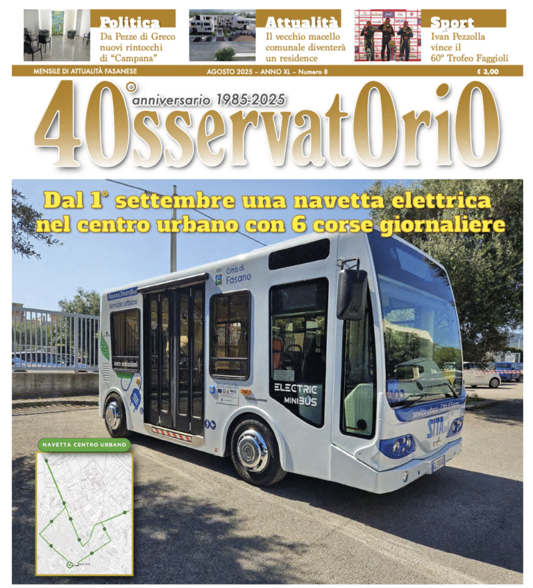 Da oggi in edicola il numero di agosto di Osservatorio - Osservatorio Fasano