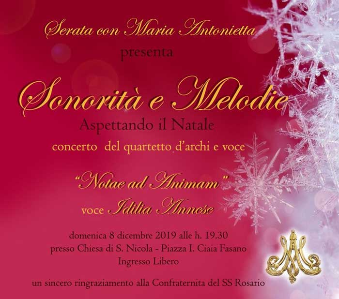 ‘Sonorità e Melodie. Aspettando Natale’ 'Sonorità e Melodie. Aspettando Natale' - Osservatorio Fasano