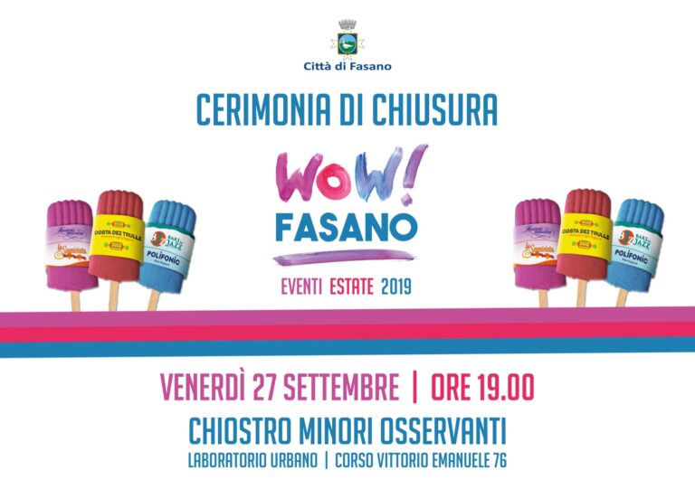 Cerimonia di chiusura di ‘WOW Fasano’ Cerimonia di chiusura di 'WOW Fasano' - Osservatorio Fasano