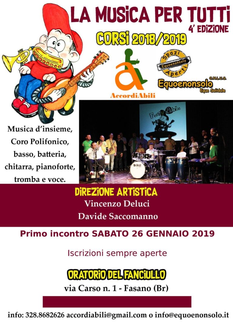 Iniziati i corsi di 'La musica per tutti' - Osservatorio Fasano