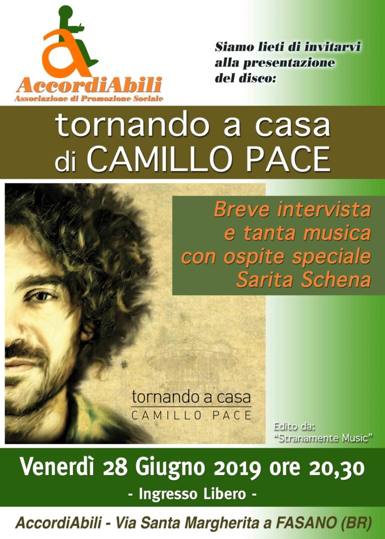 Camillo Pace presenta 'Tornando a casa' - Osservatorio Fasano