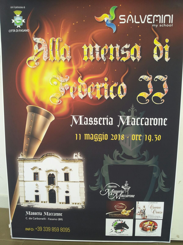 L’Alberghiero di Fasano organizza l’evento ‘Alla mensa di Federico’ a Masseria Maccarone L'Alberghiero di Fasano organizza l'evento 'Alla mensa di Federico' a Masseria Maccarone - Osservatorio Fasano
