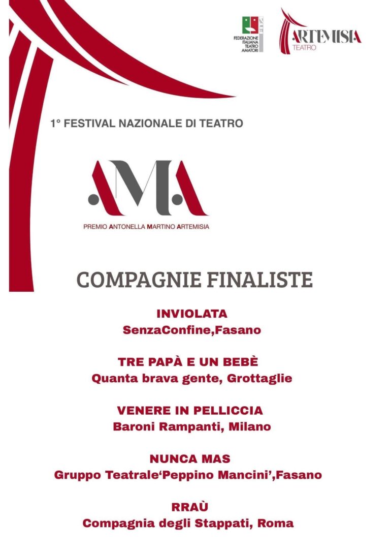 Fasano protagonista al 1° Festival Nazionale di Teatro “Premio Antonella Martino Artemisia” - Osservatorio Fasano