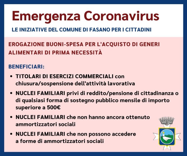 Buoni Spesa: a chi spettano e come richiederli - Osservatorio Fasano