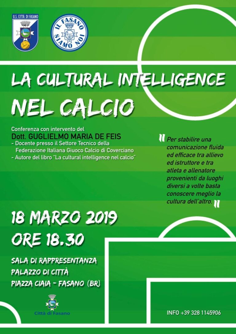 Il Fasano Siamo noi e 'La Cultural Intelligence' nel Calcio - Osservatorio Fasano