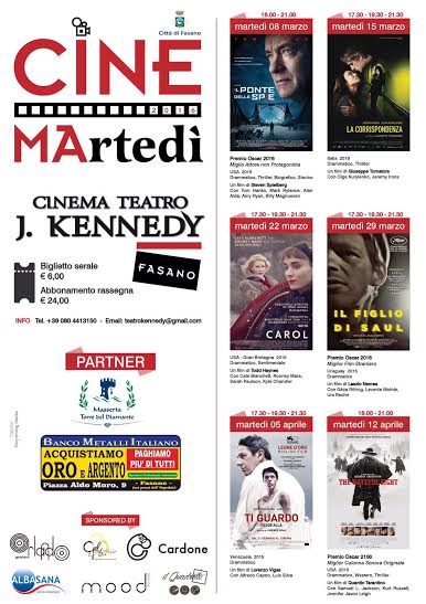 Sei grandi film per la rassegna ‘Cinemartedì’ del Teatro Kennedy Sei grandi film per la rassegna 'Cinemartedì' del Teatro Kennedy - Osservatorio Fasano