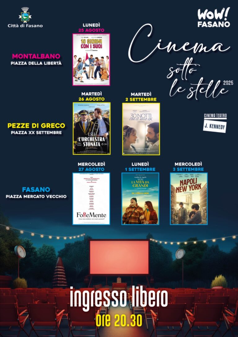 Torna "Cinema sotto le stelle 2025": le serate magiche del cinema all'aperto - Osservatorio Fasano