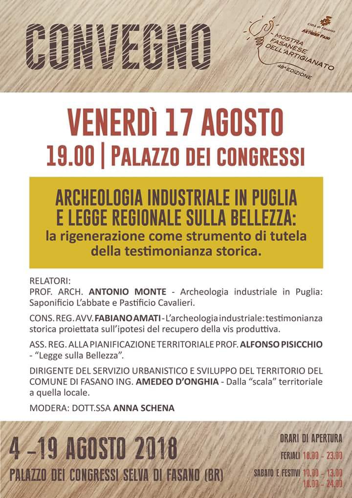 Alla Casina il convegno ‘Archeologia industriale in Puglia e legge regionale sulla bellezza’ Alla Casina il convegno 'Archeologia industriale in Puglia e legge regionale sulla bellezza' - Osservatorio Fasano