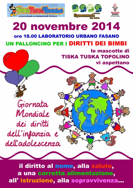 Giornata mondiale dell’infanzia: palloncini per i bambini al Laboratorio Urbano di Fasano Giornata mondiale dell'infanzia: palloncini per i bambini al Laboratorio Urbano di Fasano - Osservatorio Fasano