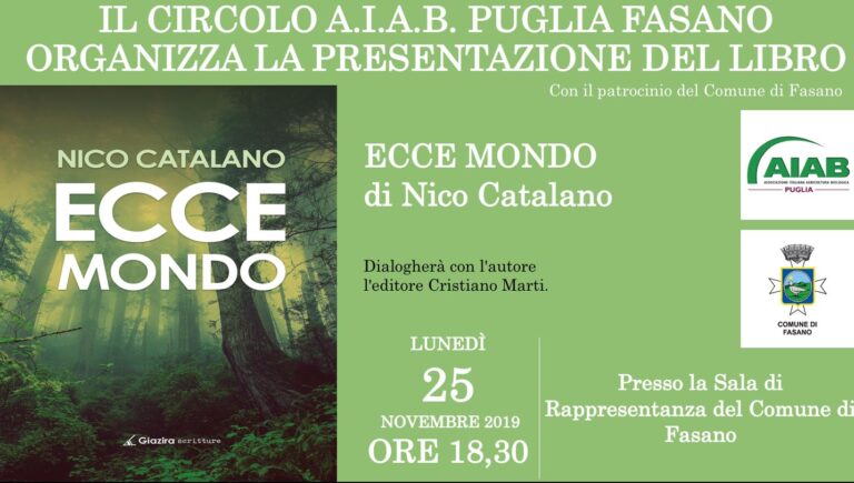 ECCE MONDO presentazione del libro sul vivere ecologico ECCE MONDO presentazione del libro sul vivere ecologico - Osservatorio Fasano