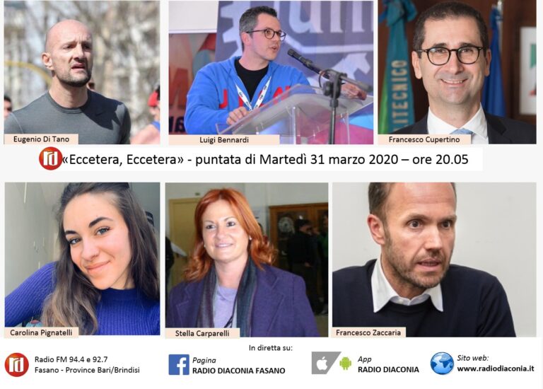 ‘Eccetera Eccetera’ questa sera su Radio Diaconia 'Eccetera Eccetera' questa sera su Radio Diaconia - Osservatorio Fasano