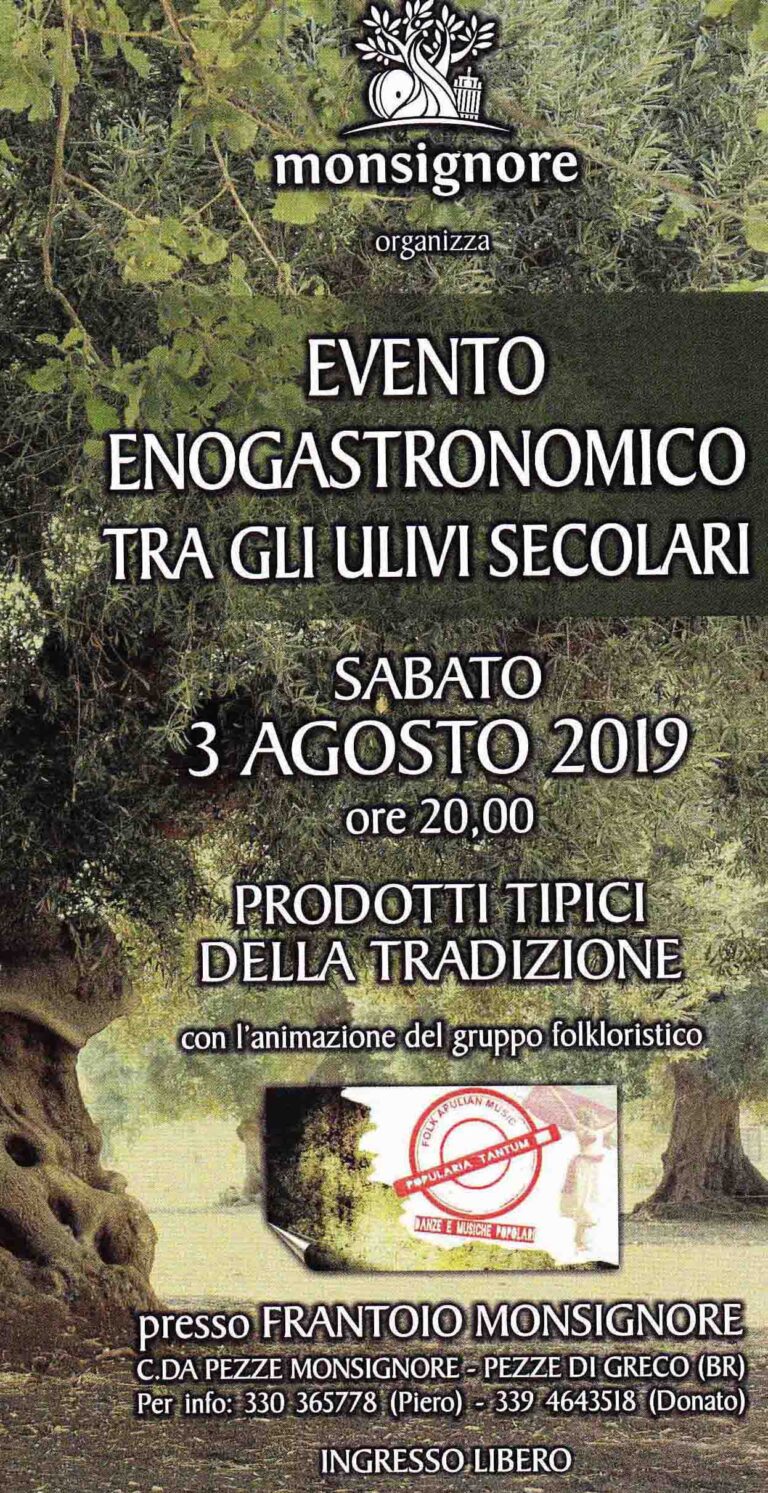 Evento Enogastronomico tra gli Ulivi Secolari - Osservatorio Fasano