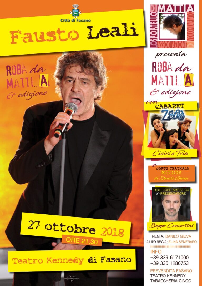 Sabato al Teatro Kennedy, Fausto Leali in concerto per "Roba da Matti. . . A" - Osservatorio Fasano