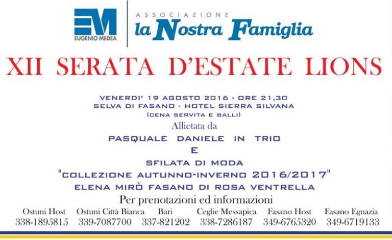 Festa d'Estate per i Lions Club di Fasano, Ostuni, Bari e Ceglie Messapica - Osservatorio Fasano