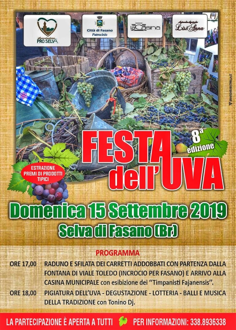 Il 15 settembre Festa dell’Uva alla Selva Il 15 settembre Festa dell'Uva alla Selva - Osservatorio Fasano