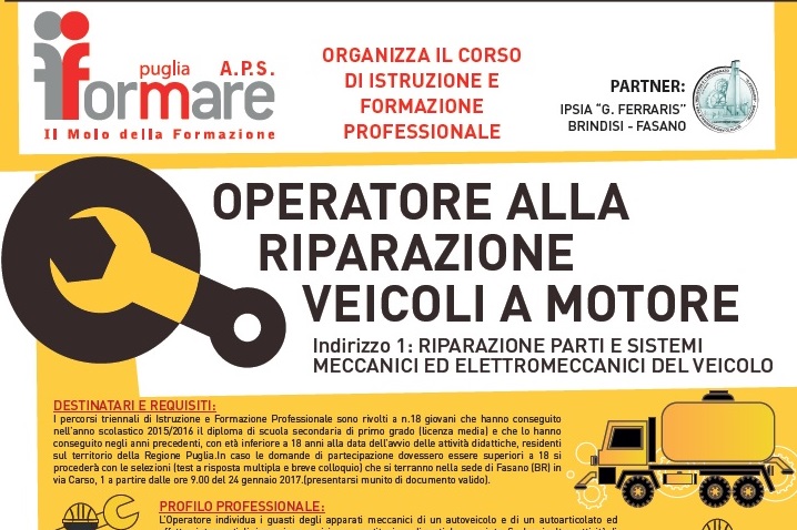 A Fasano un corso per giovani specializzati nella riparazione di autoveicoli A Fasano un corso per giovani specializzati nella riparazione di autoveicoli - Osservatorio Fasano