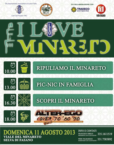 I Love Minareto: iniziativa del Leo Club a Villa Damaso Bianchi I Love Minareto: iniziativa del Leo Club a Villa Damaso Bianchi - Osservatorio Fasano