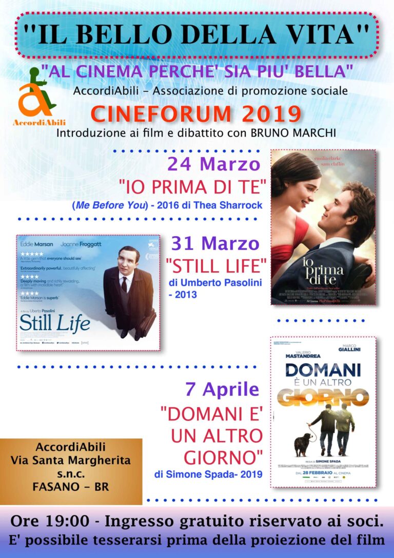 Ritorna il Cineforum di Accordiabili: Il bello della VIta - Osservatorio Fasano