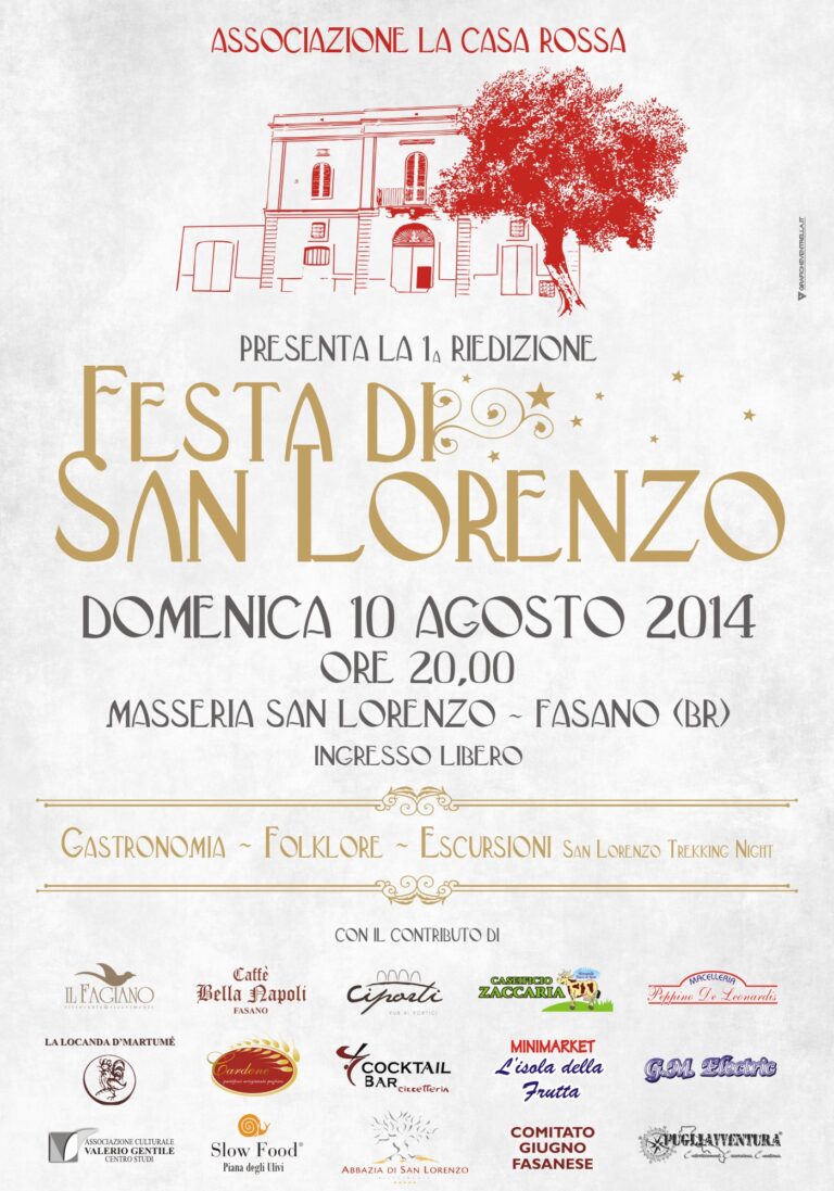 Torna la festa di San Lorenzo grazie a ‘La casa rossa’ Torna la festa di San Lorenzo grazie a 'La casa rossa' - Osservatorio Fasano