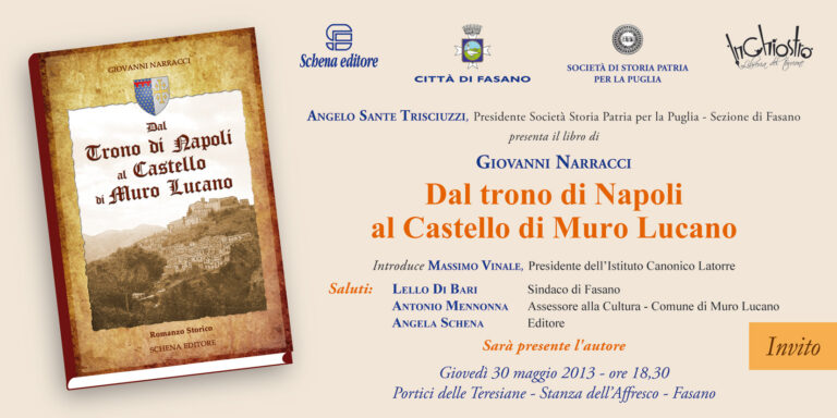 'Dal trono di Napoli al Castello di Muro Lucano': si presenta il nuovo libro di Giovanni Narracci - Osservatorio Fasano