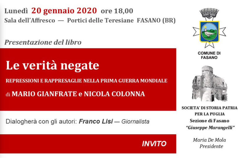 Presentazione del libro 'Le verità negate – Repressioni e rappresaglie nella prima guerra mondiale' - Osservatorio Fasano