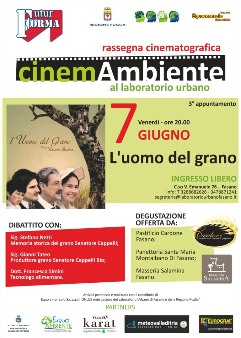 Per CinemAmbiente ecco ‘L’uomo del grano’ Per CinemAmbiente ecco 'L'uomo del grano' - Osservatorio Fasano