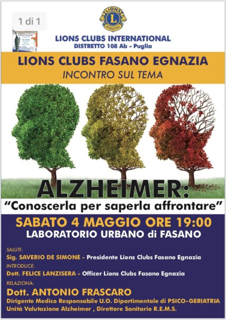 Incontro sul tema 'Alzheimer: conoscerla per saperla affrontare' - Osservatorio Fasano