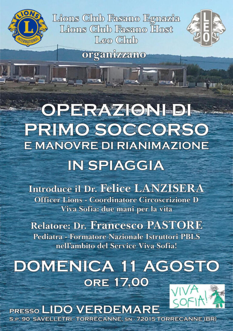 I Lions e le operazioni di Primo soccorso I Lions e le operazioni di Primo soccorso - Osservatorio Fasano