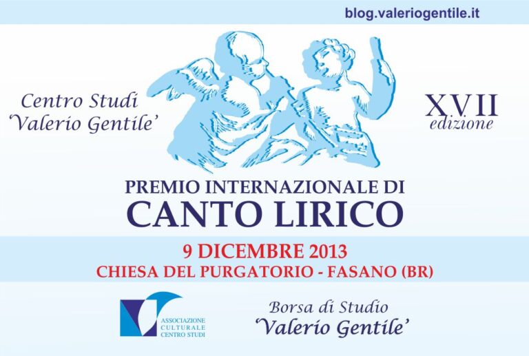Premio internazionale di canto lirico ‘Valerio Gentile’: il 9 dicembre i vincitori Premio internazionale di canto lirico 'Valerio Gentile': il 9 dicembre i vincitori - Osservatorio Fasano