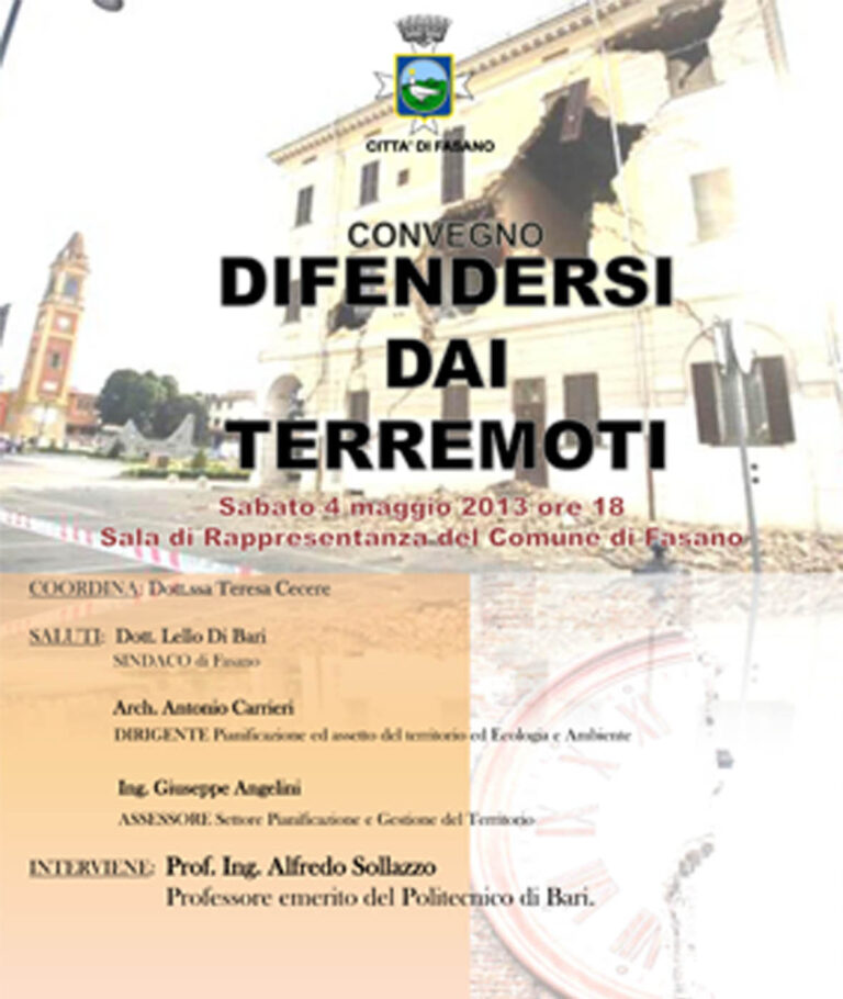 Come difendersi dai terremoti: se ne parlerà in un convegno - Osservatorio Fasano