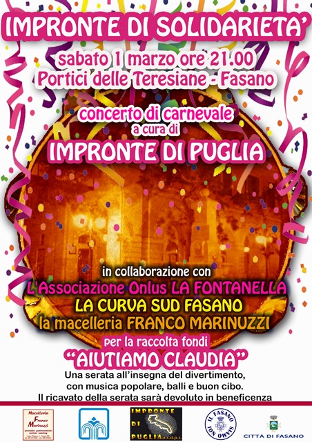 Un concerto ai Portici delle Teresiane per aiutare la piccola Claudia Un concerto ai Portici delle Teresiane per aiutare la piccola Claudia - Osservatorio Fasano