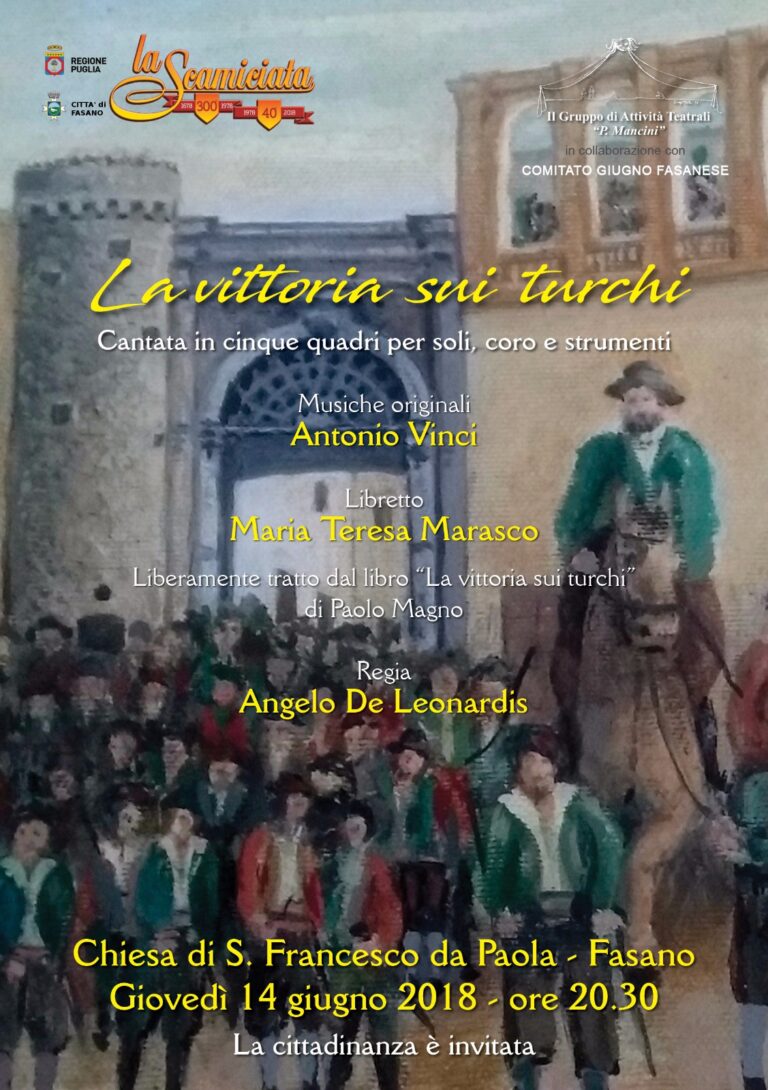 La cantata 'La vittoria sui Turchi' per festeggiare i quarant'anni del Comitato Giugno Fasanese - Osservatorio Fasano