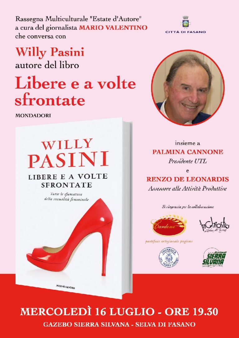 Estate d’autore alla Selva: incontro con Willy Pasini Estate d'autore alla Selva: incontro con Willy Pasini - Osservatorio Fasano
