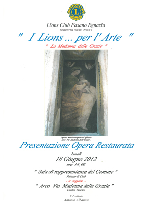 Il Lions per l’arte: presentazione edicola votiva restaurata Il Lions per l'arte: presentazione edicola votiva restaurata - Osservatorio Fasano
