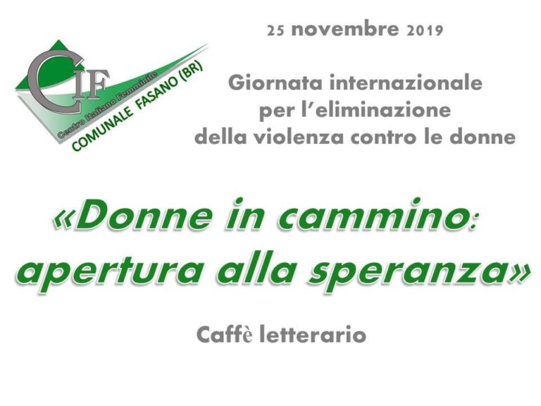 Il CIF organizza il Caffè Letterario 'Donne in cammino: apertura alla speranza' - Osservatorio Fasano