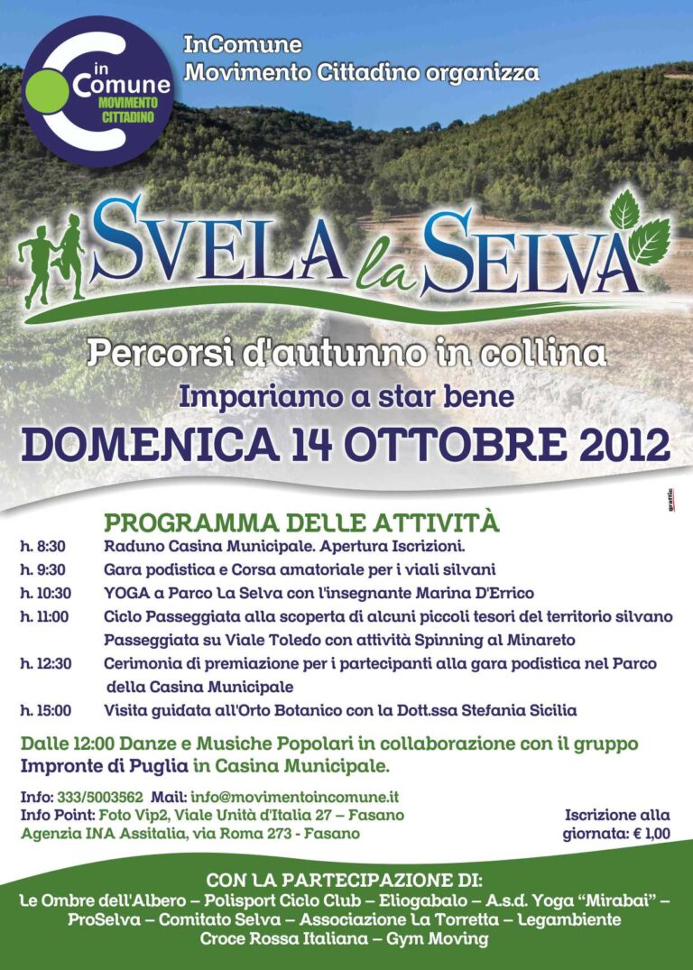 In Comune organizza 'Svela la Selva' - Osservatorio Fasano