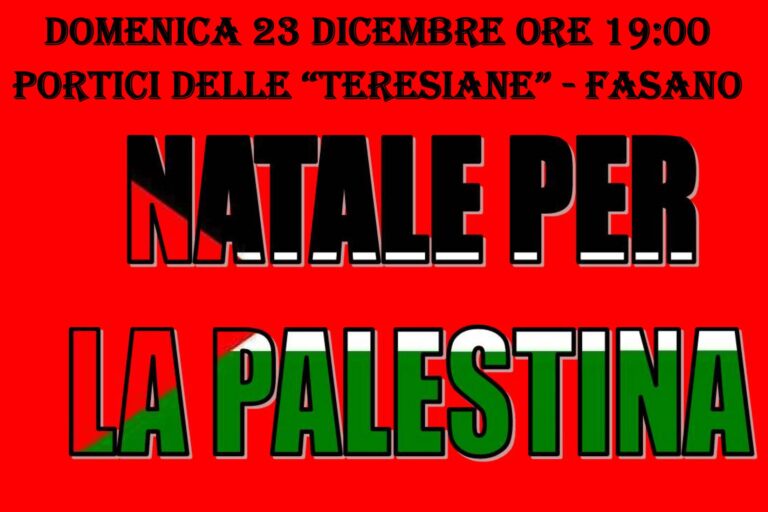 Il comitato Fasano per Gaza organizza 'Natale per la Palestina' - Osservatorio Fasano