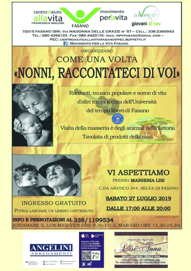 Nonni, raccontateci di voi - Osservatorio Fasano