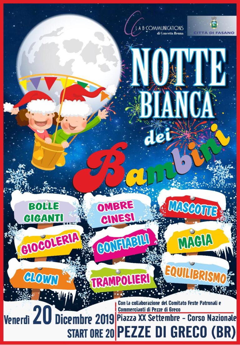 Pezze di Greco si prepara alla prima edizione della ‘Notte Bianca dei Bambini’ Pezze di Greco si prepara alla prima edizione della 'Notte Bianca dei Bambini' - Osservatorio Fasano