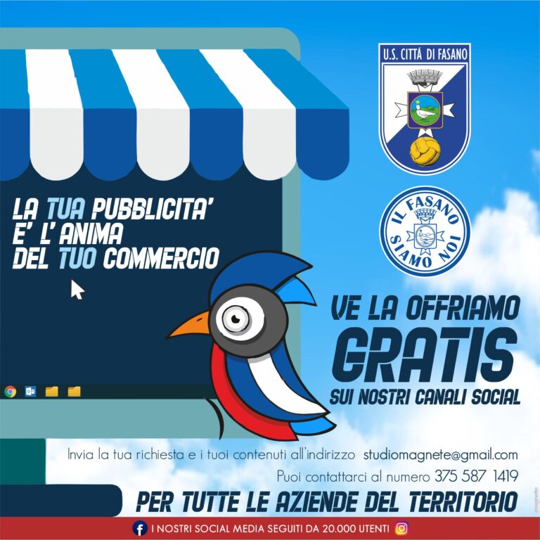 L'Us Città di Fasano offre pubblicità gratis alle aziende del territorio - Osservatorio Fasano
