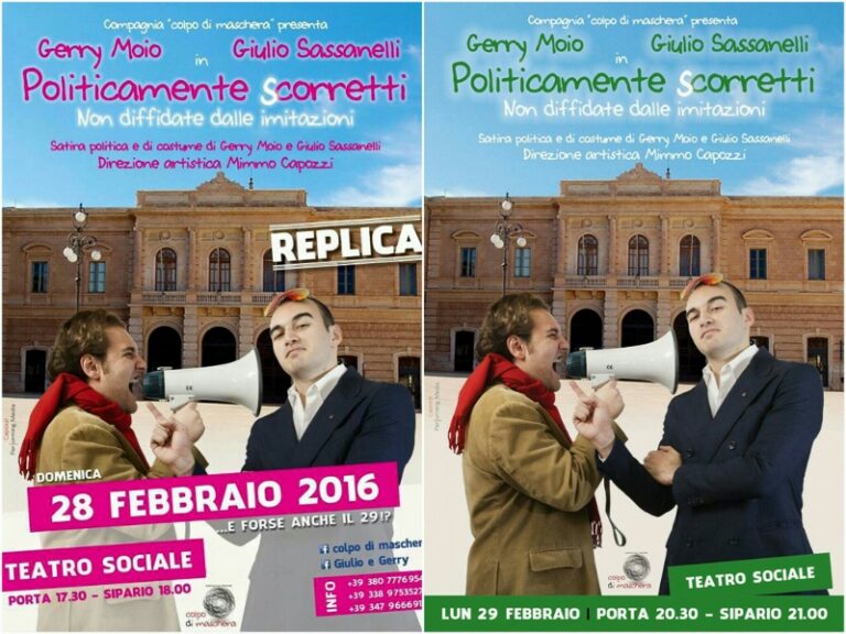 Torna al Teatro Sociale di Fasano lo show di Giulio e Gerry - Osservatorio Fasano