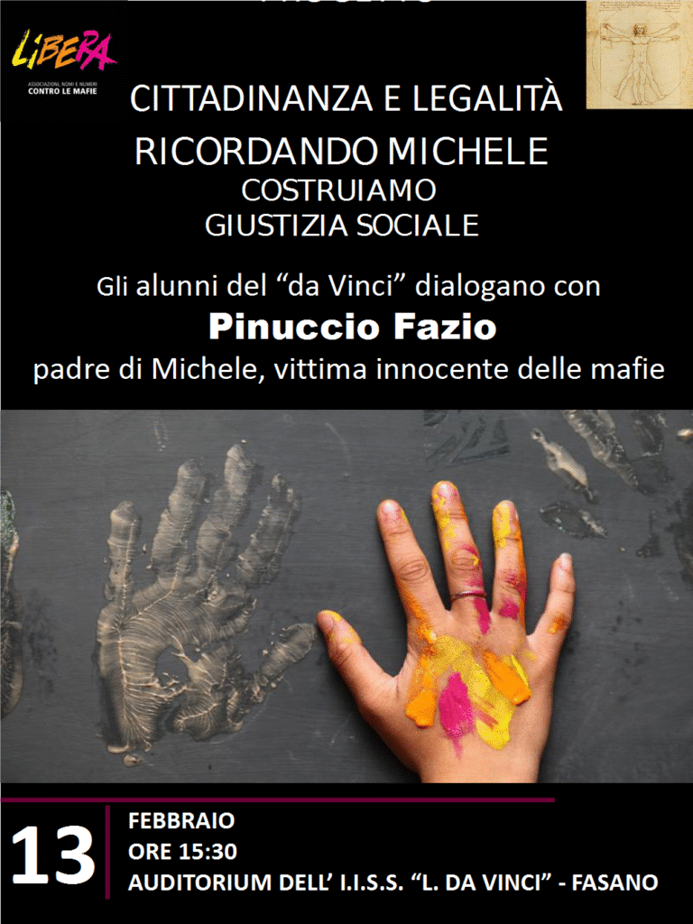 Il padre di Michele Fazio, vittima di mafia, al Liceo Da Vinci di Fasano Il padre di Michele Fazio, vittima di mafia, al Liceo Da Vinci di Fasano - Osservatorio Fasano