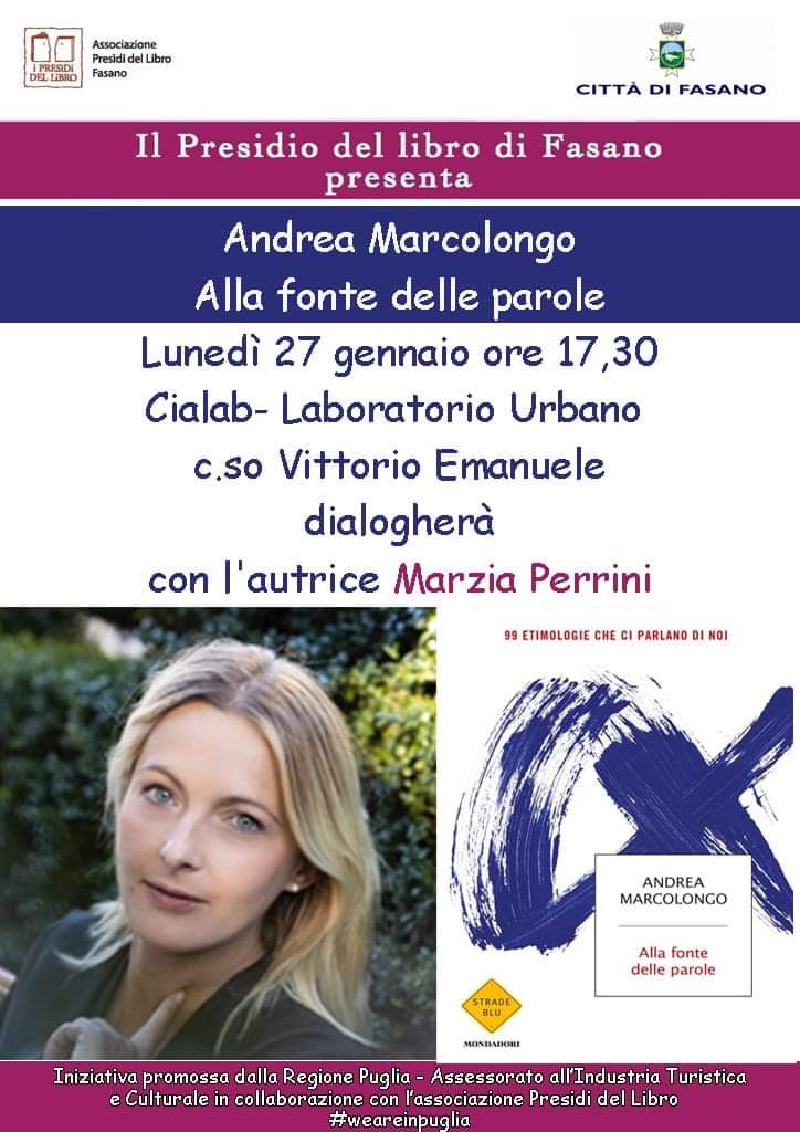 Andrea Marcolongo questa sera al CiaiaLab Andrea Marcolongo questa sera al CiaiaLab - Osservatorio Fasano