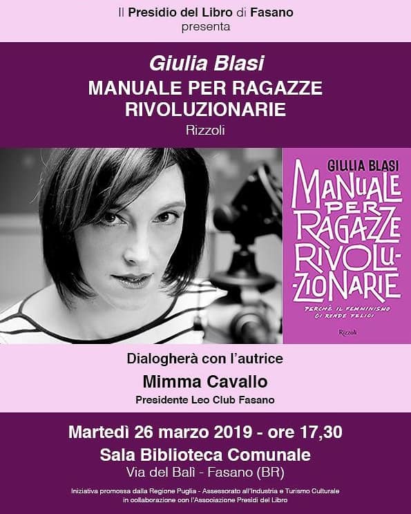 ‘Manuale per ragazze rivoluzionarie’ di Giulia Blasi 'Manuale per ragazze rivoluzionarie' di Giulia Blasi - Osservatorio Fasano