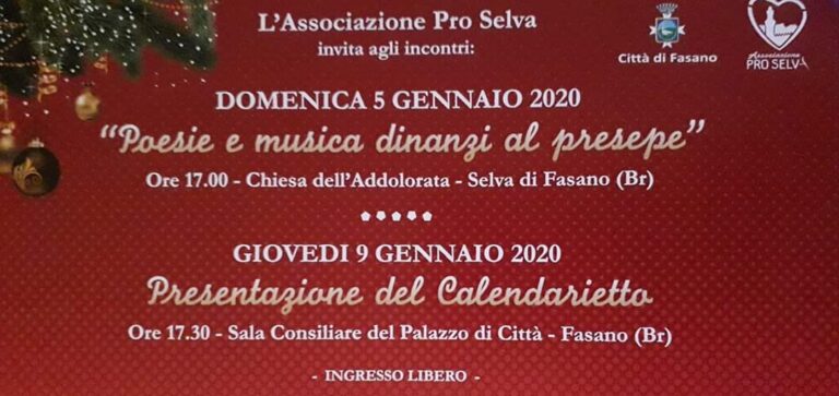 'Poesie e Musica dinanzi al Presepe' per la ProSelva - Osservatorio Fasano