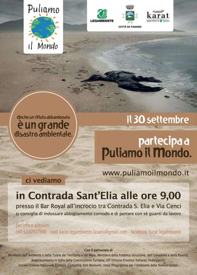 Domenica prossima ‘Puliamo il mondo’ a Fasano Domenica prossima 'Puliamo il mondo' a Fasano - Osservatorio Fasano