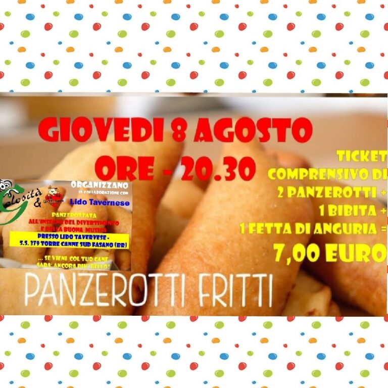 Stasera panzerottata solidale Quattrozampe nel Cuore - Osservatorio Fasano