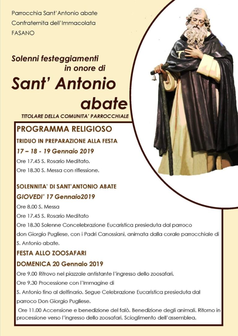 Solenni festeggiamenti in onore di Sant'Antonio Abate - Osservatorio Fasano